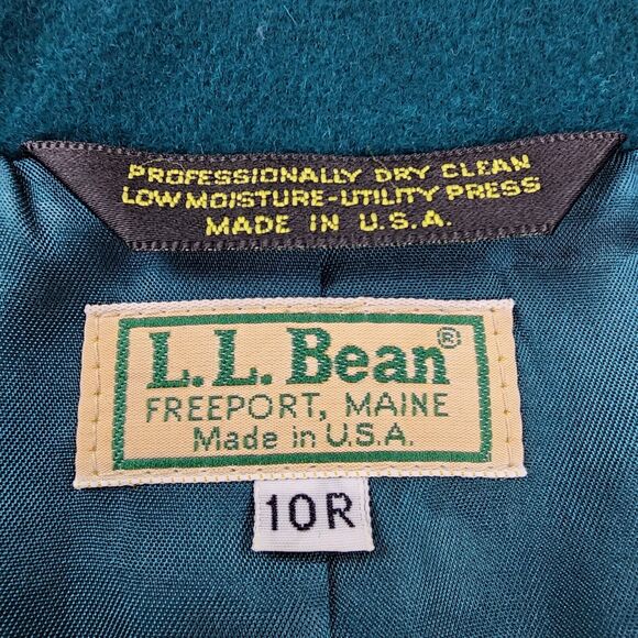 Vintage LL Bean Blazer Womens 10R Green Wool Metal Buttons USA Made 90s Coat - Picture 2 of 12